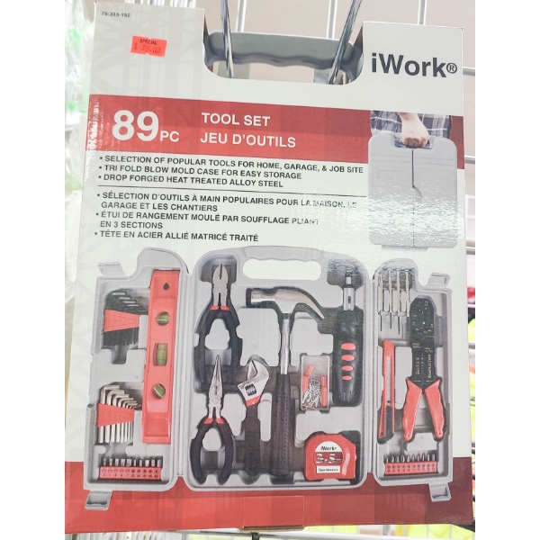 89 PC TOOL SET HAMMERS PLIERS ETC