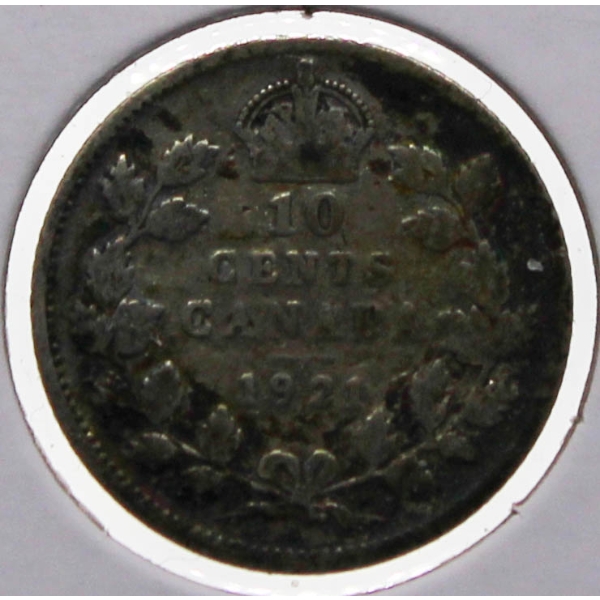 1921 CANADIAN SILVER 10 CENT COIN