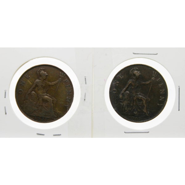 1917 & 1921 KING EDWARD VI LARGE PENNIES