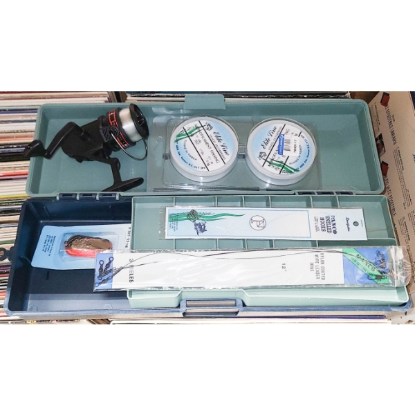 TACKLE BOX W/ REEL - LINE - HOOKS & LURE