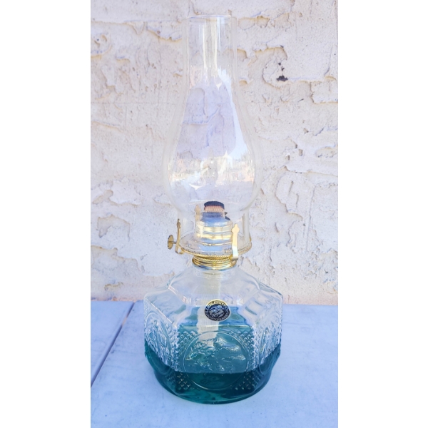 CLEAR GLASS COAL OIL LAMP W/ CHIMNEY 