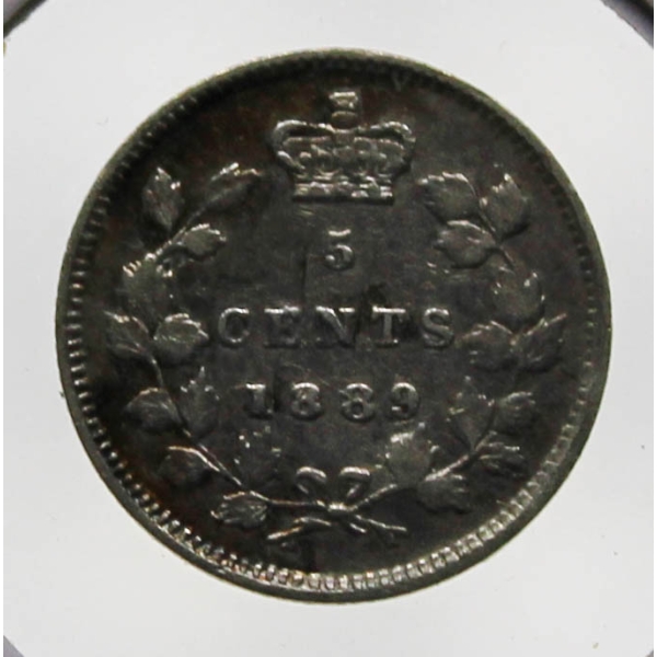1889 VICTORIAN CANADA SILVER 5 CENT COINS