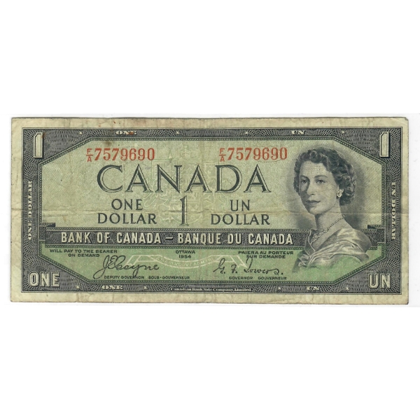 1954 CANADIAN DEVILS FACE $1 DOLLAR BANK NOTE