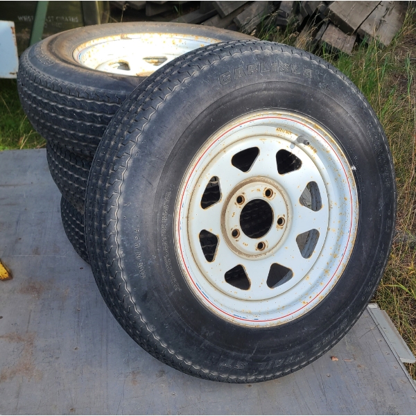 4 X 205/75D15 TRAILER TIRES W/ RIMS