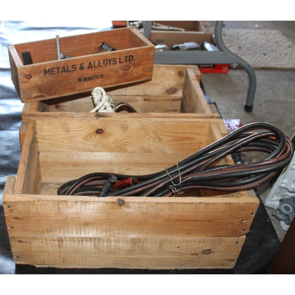 3 WOODEN BOXES W/ CONTENTS