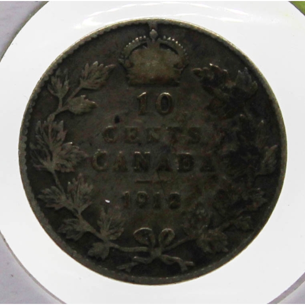 1912 (BROAD LEAF) CANADA SILVER 10 CENT COIN