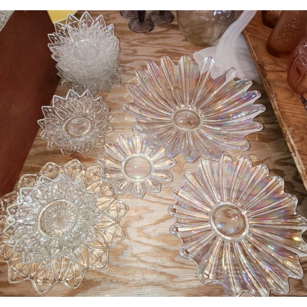 3PC FEDERAL GLASS IRREDESENT CELESTIAL DISHES, ETC.