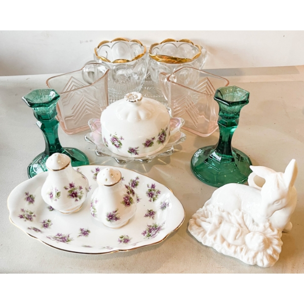 ROYAL ALBERT BUTTER DISH - DEPRESSION GLASS ETC.