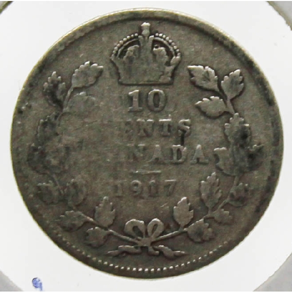 1917 CANADIAN SILVER 10 CENT COIN