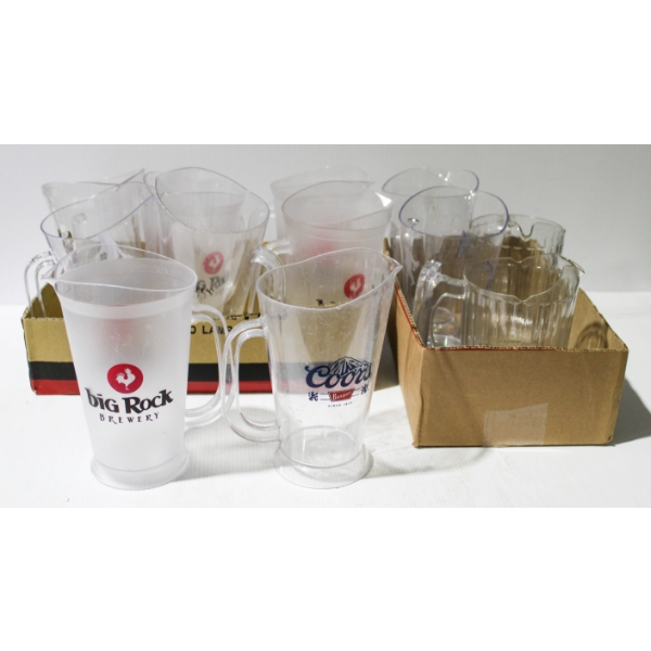 12 ASST. BARWARE PITCHERS - COORS KOKANEE ETC.