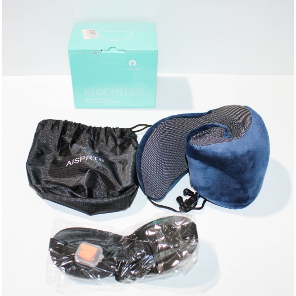NEW MEMORY FOAM TRAVEL NECK PILLOW - BLUE
