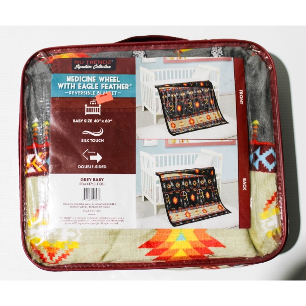 NEW NU TRENDZ REVERSIBLE BABY BLANKET - GREY