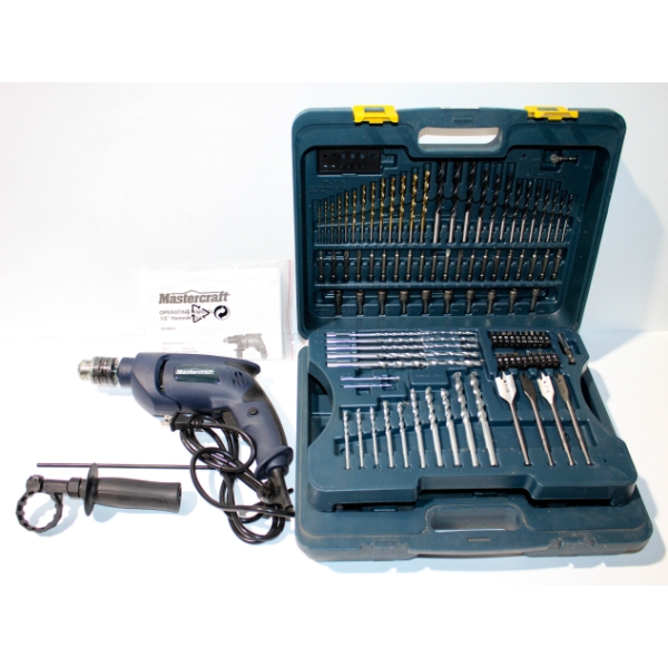 MASTERCRAFT 1/2" HAMMER DRILL, 100PC DRILL/DRIVER, ETC.