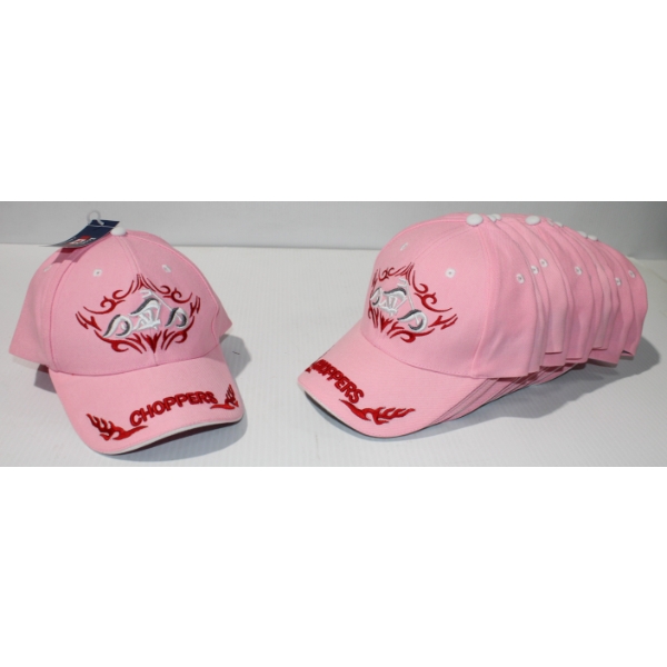 12 NEW CHOPPERS PINK MOTORCYCLE BASEBALL STYLE HATS