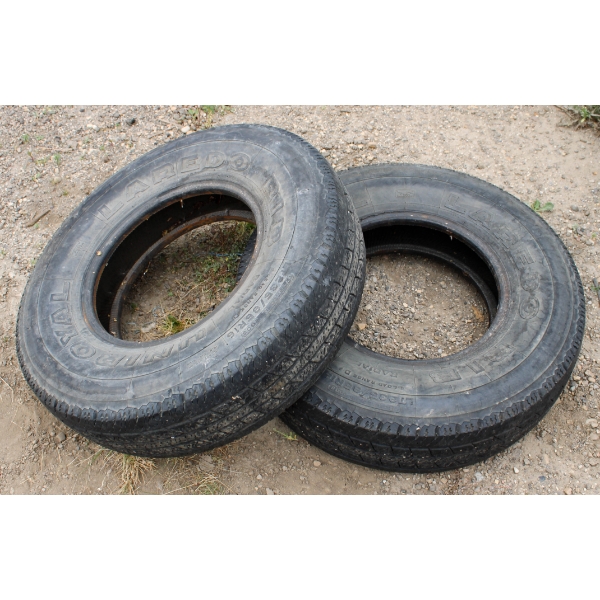 TWO USED LAREDO RIB UNIROYAL LT235/85R16 TIRES
