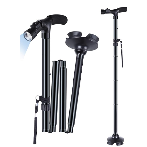 NEW OHUHU FOLDABLE WALKING CANE W/ LED LIGHT