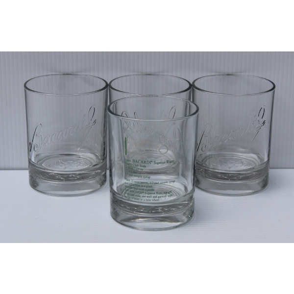 4 BACARDI TUMBLER GLASSES