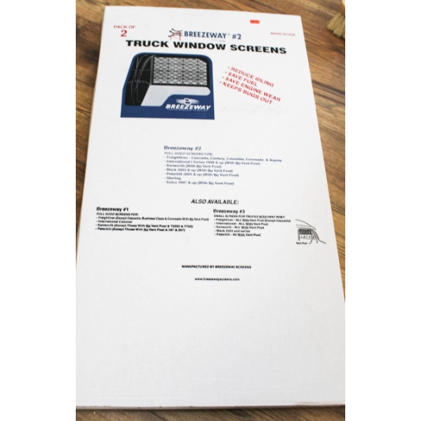 PACK OF 2 BREZE WAY TRUCK WINDOW SCREENS-KENWORTH, PETERBILT, MACK ETC