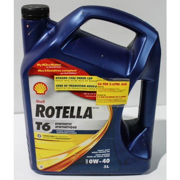 5L SHELL ROTELLA SYNTHETIC 0-40 MOTOR OIL