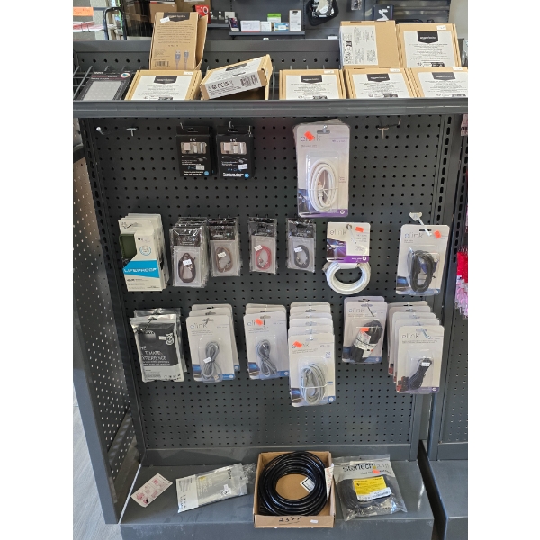 LOT OF ASSORT. PHONE CORDS, CASES AND MORE