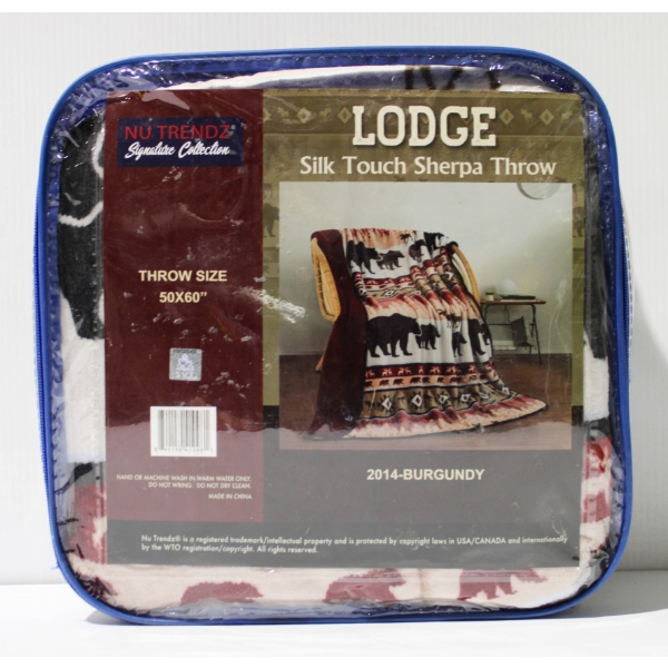 NEW NU TRENDZ LODGE SILK TOUCH SHERPA THROW