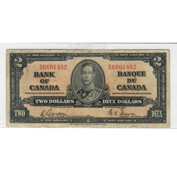 1937 CANADIAN $2 DOLLAR BANK NOTE