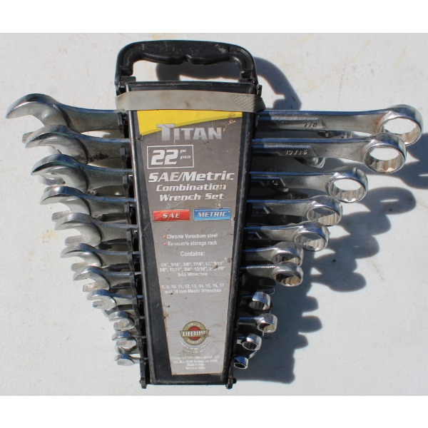 22PC TITAN SAE / METRIC COMBO WRENCH SET