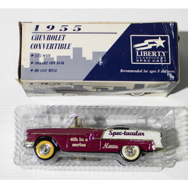 1955 LIBERTY CLASSIC CHEVY CONVERTIBLE DIE CAST COIN BANK