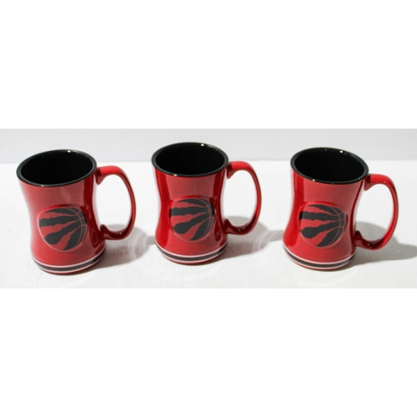 3 X 14 OZ NEW SCULPTED TORONTO RAPTORS MUGS