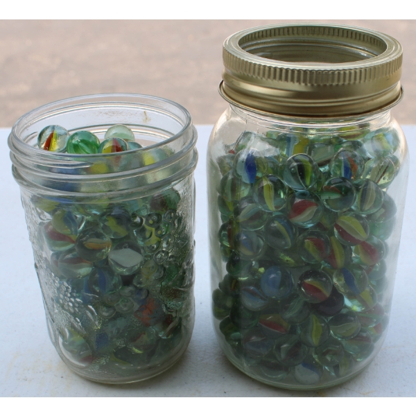 2 JARS VINTAGE MARBLES