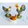 Image 1 : PAIR ROOSTER FIGURES & NESTING HEN DISH