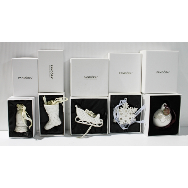 5 PANDORA CHRISTMAS TREE ORNAMENTS - 2012 STOCKING ETC.
