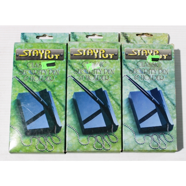 THREE DESKTOP PEN & HOLDERS