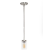 Image 1 : BRUSHED NICKEL PENDANT LIGHT W/ 5.75" GLASS SHADE