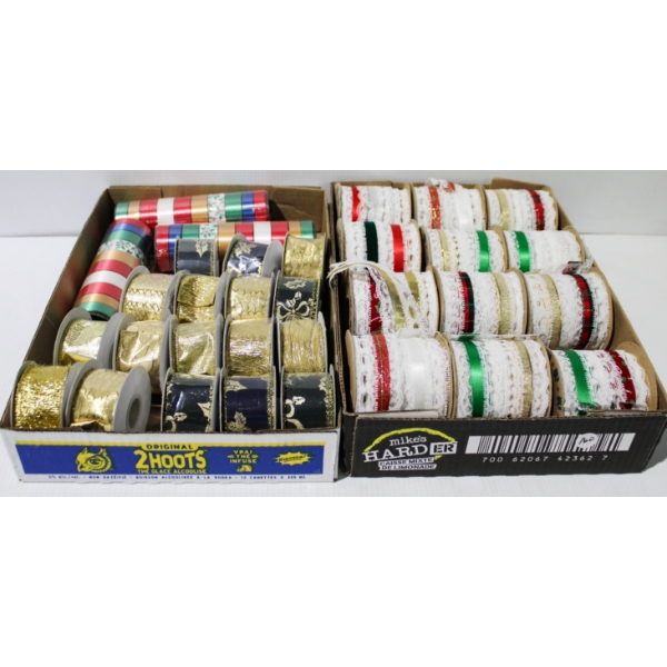 32 NEW RIBBON ROLLS - ASST. COLORS & SIZES