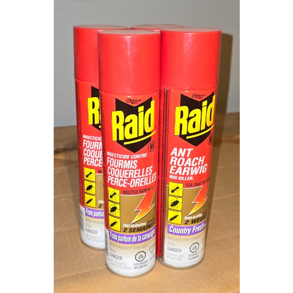 4 CANS OF RAID BUG KILLER 