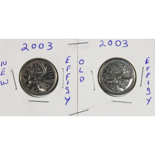 2 CANADA 2003 QUARTERS NEW & OLD EFFIGY