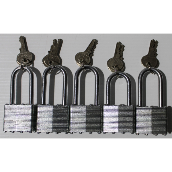 5 NEW PADLOCKS W/ KEYS