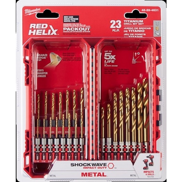 23 PC NEW MILWAUKEE SHOCKWAVE TITANIUM DRILL BIT SET