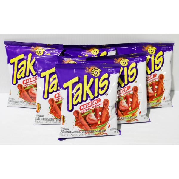 6 X 80G TAKIS KETCHUP / SRIRACHA TORTILLA CHIPS