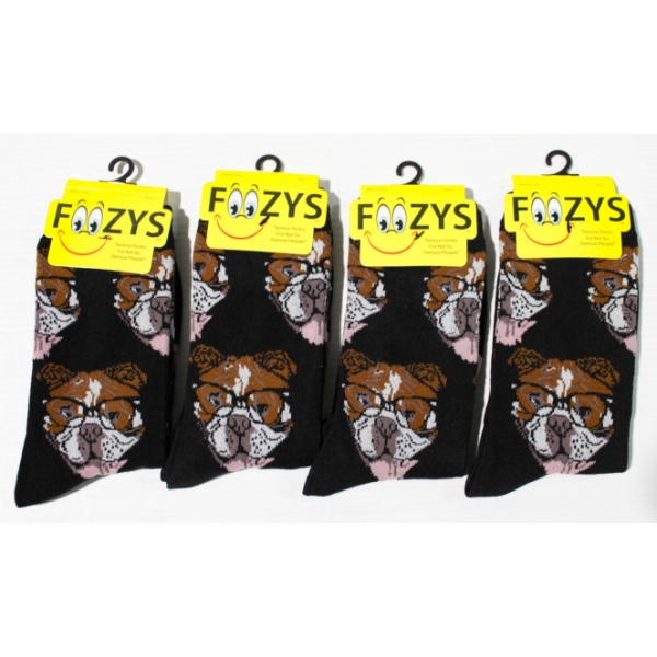 4PR NEW UNISEX FOOZYS SOCKS -BULLDOG - BLK