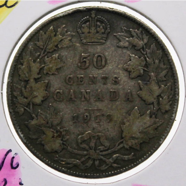 1919 SILVER CANADA 50 CENT COIN