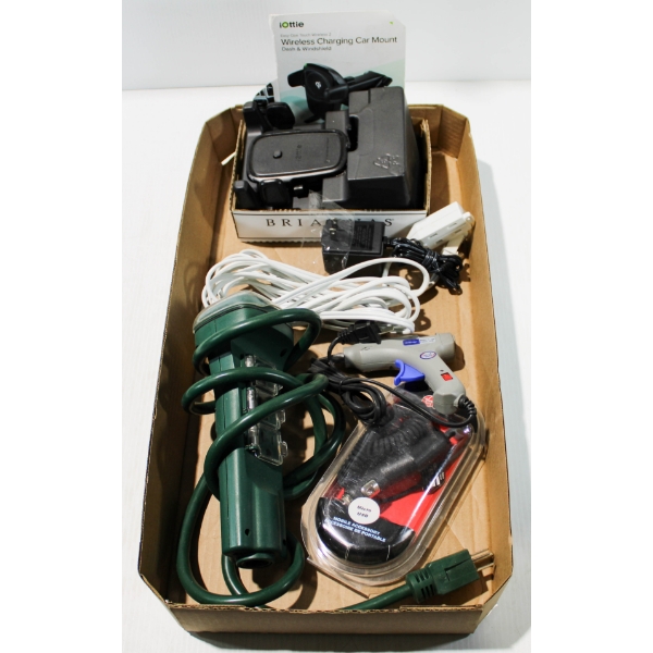 ASST. ELECTRIC CORDS, WIRELESS CAR CHARGING MOUNT & MORE