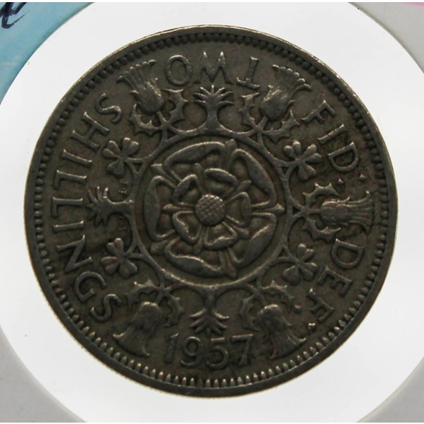 1957 QUEEN ELIZABETH II SILVER SHILLING COIN
