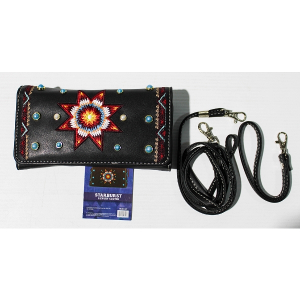 NEW STARBURST NU TRENDZ WOMEN'S CLUTCH - BLK