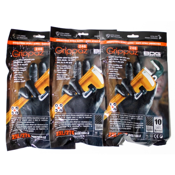 30 NEW GRIPPAZ 246 NITRILE BDG GLOVES - SIZE 2XL