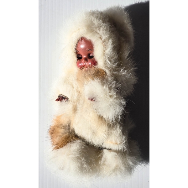 INUIT DOLL WITH FUR AND LEATHER COAT