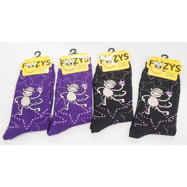 4 NEW PAIRS OF FOOZYS SOCKS MONKEY & STARS