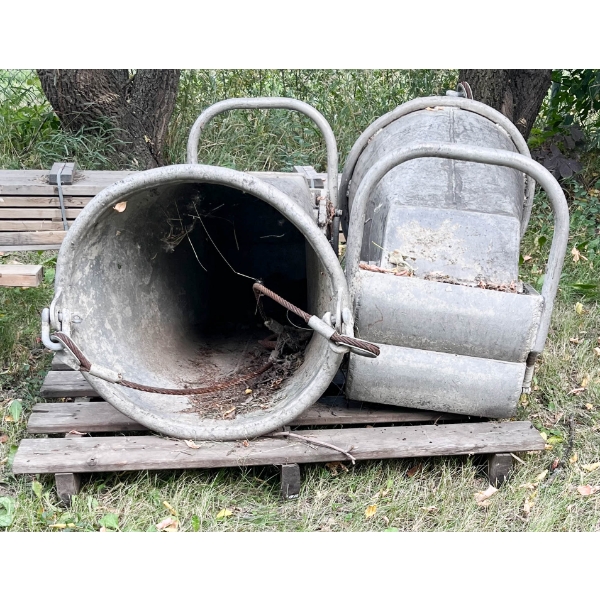 2 ALUMINUM CEMENT BUCKETS W/ MANUAL DUMP