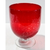 Image 1 : WIDE MOUTH CRANBERRY BUBBLE GLASS VASE